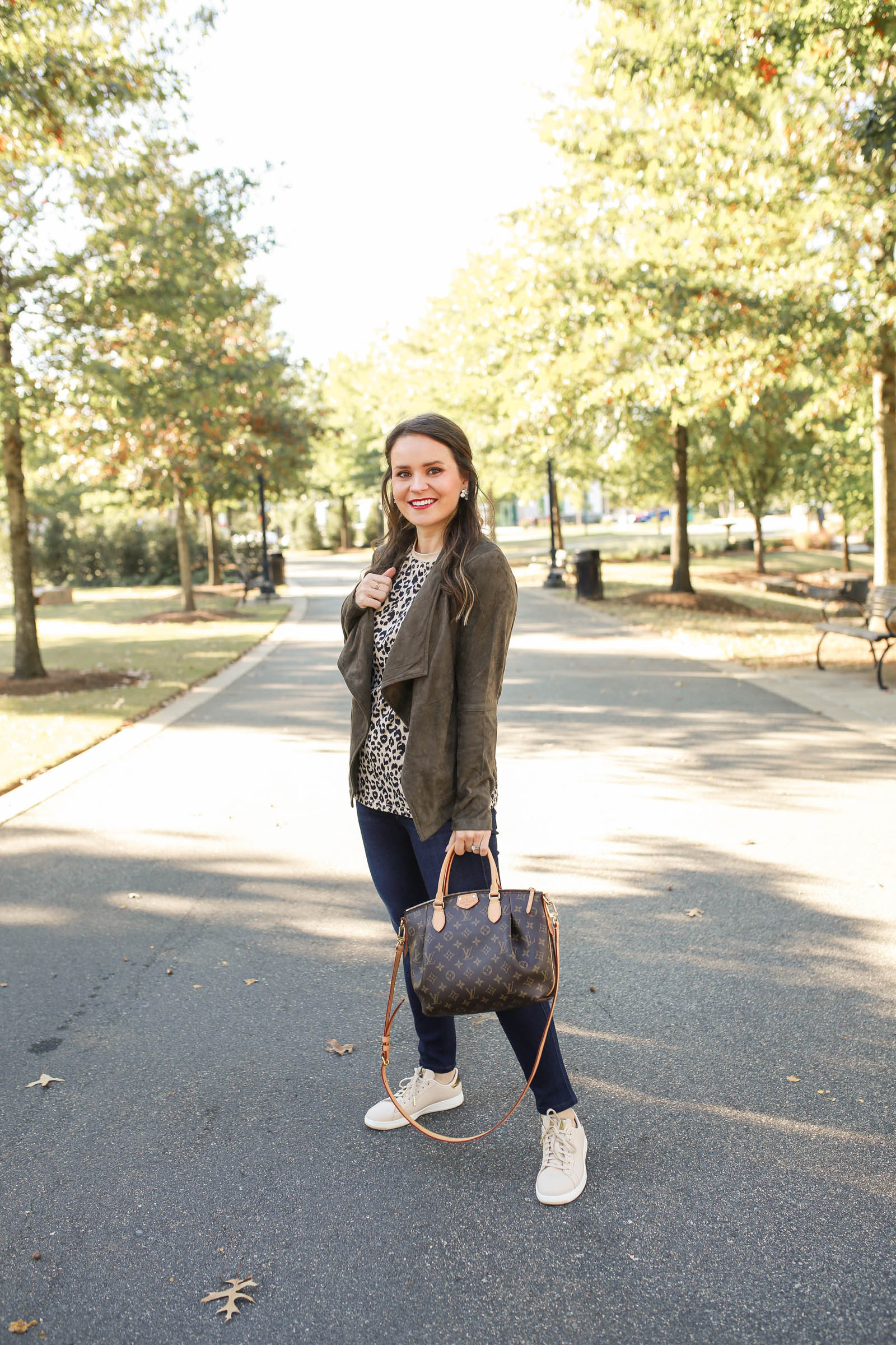 Casual Fall Style: Suede Jacket + Neutral Sneakers - Medicine